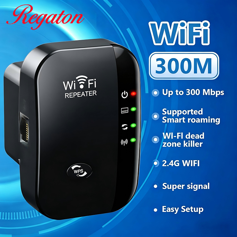 Office Technologies - Kabelloser 300M 2,4GHz WLAN-Reichweitenverstärker, Starker Signalverstärker