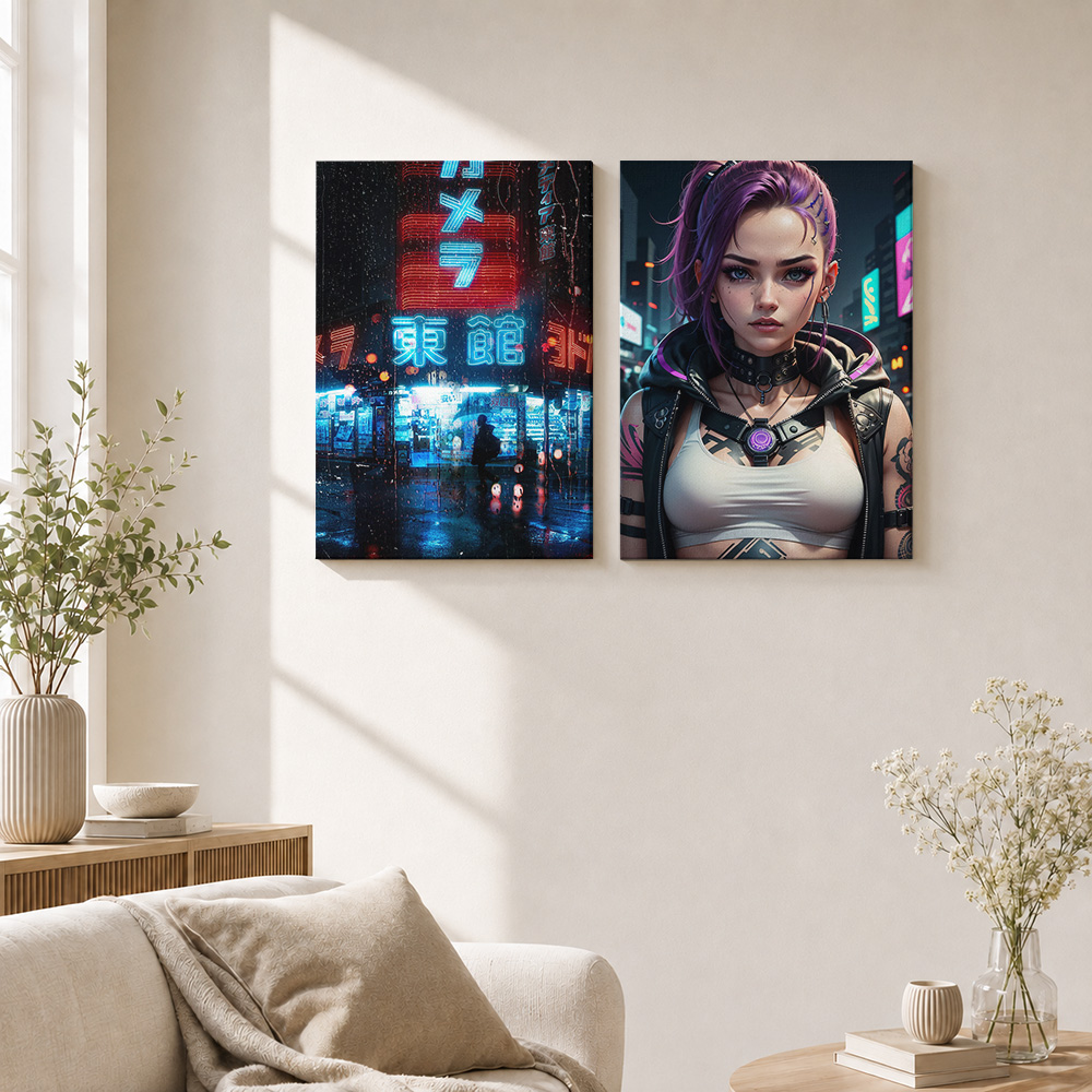 Cyberpunk-Leinwanddruck-Poster – Office Technologies Bewertung und Preis